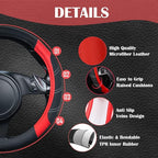 CAR PASS Air Mesh Leather Car Seat Covers for Front Seats, Waterproof Car Floor Mats, Sporty Steering Wheel Cover, Universal 