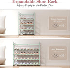 Bumusty 5-Tier Expandable Shoe Rack for Closet, 18“-33” Adjustable Shoe Rack for Small Space, Small Shoe Organizer for Front 