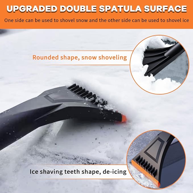 UNXMRFF 32 Inch Snow Brush - Aluminum Car Snow Scraper and Brush for Cars Windshield with Ergonomic Foam Grip for Snow Removal, Detachable Ice Scraper for Car