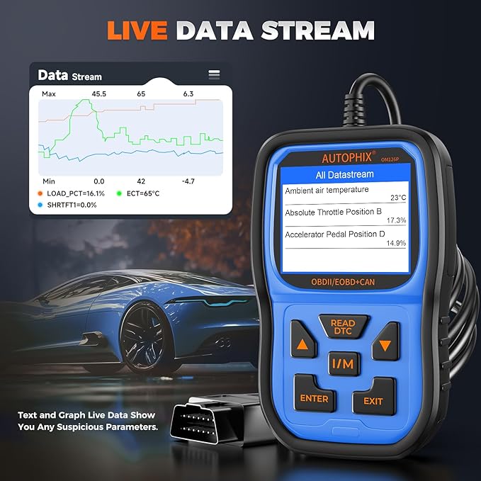 AUTOPHIX OM126P+ OBD2 Scanner, Check Engine Light Code Reader, Car Code Scanner for Automotive Diagnostic, Read & Clear Fault
