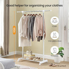 LiaMeE Adjustable Clothing Rack for Hanging Clothes, Heavy Duty Garment Rack with Wheels，Free Standing Rolling Clothes Rack w