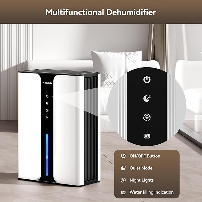 Home Dehumidifier with Drain Hose, (950 sq.ft) 95oz Quiet dehumidifier for Bathroom Bedroom, with Air Reusable Filter Indoor 