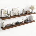 72 Inch Floating Shelves for Wall, 8 Inch Deep Floating Shelf for Storage & Display, Rustic Wall Mounted Shelf with Invisible