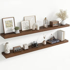 72 Inch Floating Shelves for Wall, 8 Inch Deep Floating Shelf for Storage & Display, Rustic Wall Mounted Shelf with Invisible