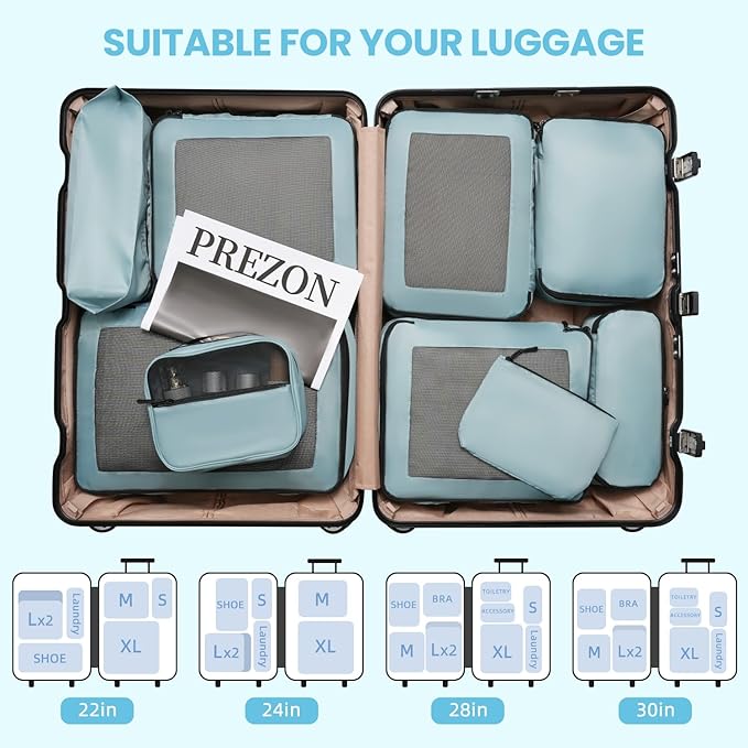 Mesh Packing Cubes for Travel, Durable Luggage Organizer with Sturdy Material and Double Zippers, Comprehensive Set for Trave