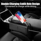Car Seat Gap Filler Organizer, Universal Premium Leather Car Gap Filler with Card Slots for Front Seat Between Car Seat and Console Hold Phone, Sunglasses, Keys, fit for Car Suv Truck - 1 Pack, Black