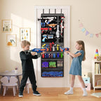 Mefirt Over The Door Organizer for Toy Guns, Toys Storage Door Hanger with Pockets and Slots for Kids Foam Blasters, Darts, G