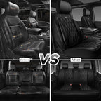 CAR PASS Thick Foam 3D Mesh Leather Car Seat Covers Full Set, Luxury Breathable Premuim Faux Leather Automotive Seat Covers, 