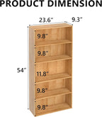 5 Tier Book Shelf,Wooden 5 Cube Storage Organizer,5 Tier Low Bookcase Storage Display Organizer, 54 Inch Versatile Cubes Shel