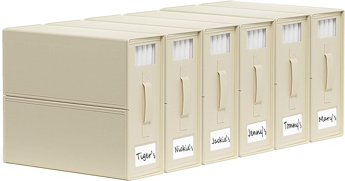 SheetCube Bed Sheet Organizers and Storage 6 Pack, Foldable Linen Closet Organizer with Window and Label, Bedding Folder Stor