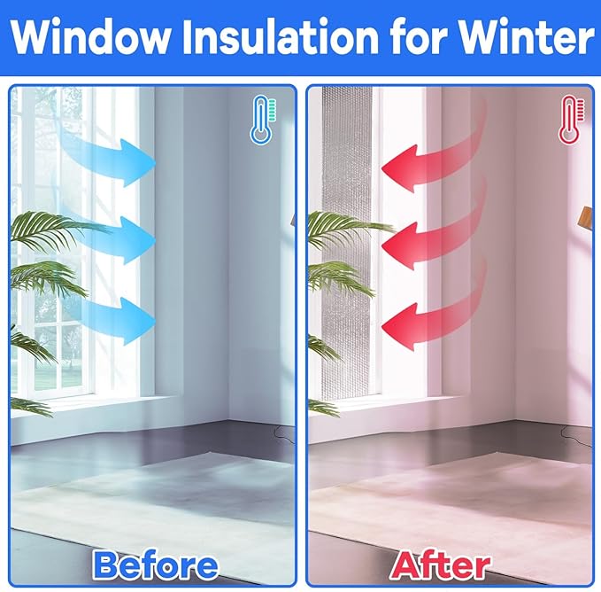 YoleShy Double Reflective Insulation 48 in X 10 FT RV Window Insulation for Summer Heat Reflective Window Film for Roof, Car, Garage Doors