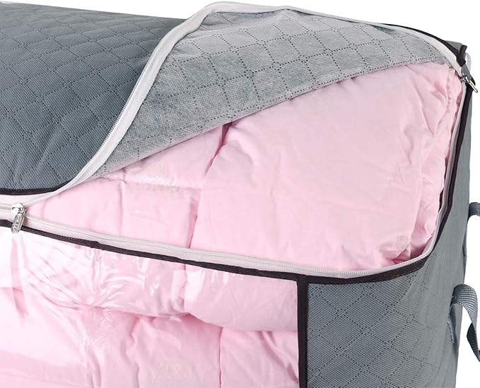 combocube 4 Pack Comforter Storage Bag and 4 Pack Bed Sheet Storage Organizer