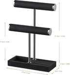bussdis 2 Tier Bracelet Holder Display - Detachable T Bar Black Velvet Bracelet Holder, Jewelry Holder Organizer for Bracelet