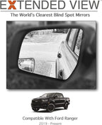 Custom Blind Spot Mirrors - Extended View, Compatible with 2019-2022 Ford Ranger