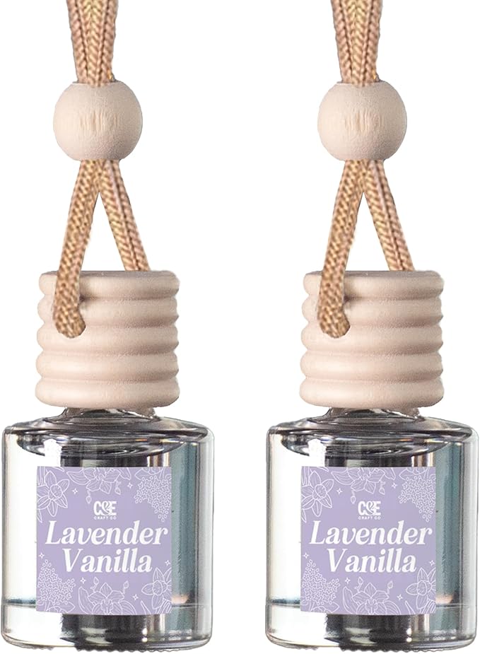 C&E Craft Co Hanging Car Air Freshener Diffuser 2 Pack, Long Lasting Fragrance Oil Car Freshener, Glass Bottle Auto Air Fresh