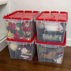Akro-Mils KeepBox 12 Gallon Storage Container, Nesting and Stackable Plastic Storage Box with Lid Attached, Clear Tote for Ga