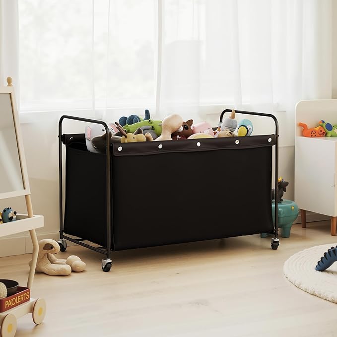 StorageWorks Toy Box with Wheels for Kids, 200L Extra Large Toy Storage Chest and Organizer, 27.5" Metal Toybox with 360° Swi