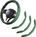 Car Steering Wheel Cover Leather Snap On 3Pcs Set Non-Slip Protector Wrap Steering Wheel Accessories 14.5-15 inch Universal G