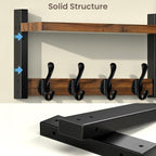 35'' Long Rustic Coat Rack Wall Mount with Shelf, Solid Wood Coat and Key Hanger with 13 Metal Hooks, Farmhouse Wall Organize