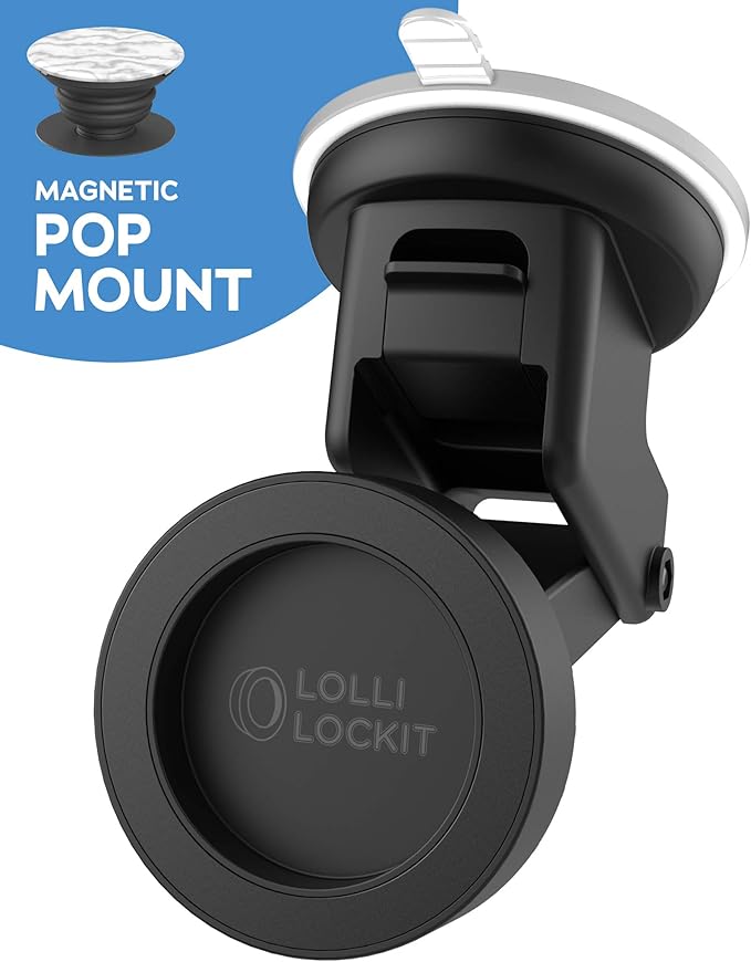 ENCASED LolliLockit Magnetic Grip Car Mount for Pop Phone Holder, Dash/Window Socket Attachment by LolliLocket (Patent Pending)