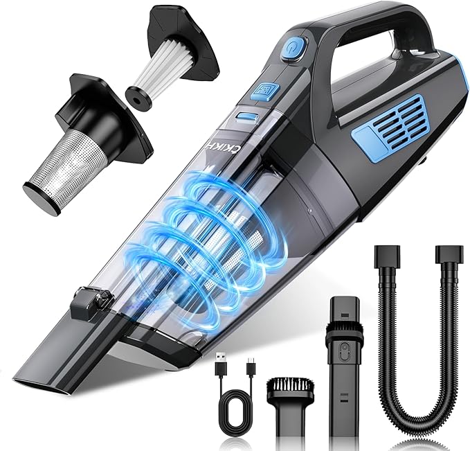 Handheld Vacuum Cordless, 15000PA Strong Suction Hand Held Car Vacuum Cleaner Portable with Multi-Nozzles & Washable Filter, 