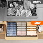 Lifewit 4 Pack Clothes Organizer, 6 Grids Closet Jean Storage Bins with Handles and Support Boards, Foldable Drawer Organizer