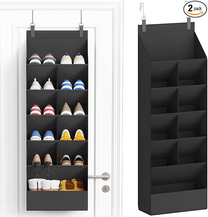 Lifewit 6 Tier Over the Door Shoe Organizer with 11 Large Deep Pockets, Fabric Hanging Shoes Shelf for Closet, Dorm Storage, 