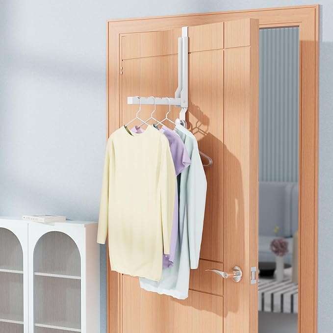 2 Pack Over The Door Hanger Folding Clothes Drying Rack, Folding Hanging Coat Rack for Indoor Laundry Room Compact Small Spac