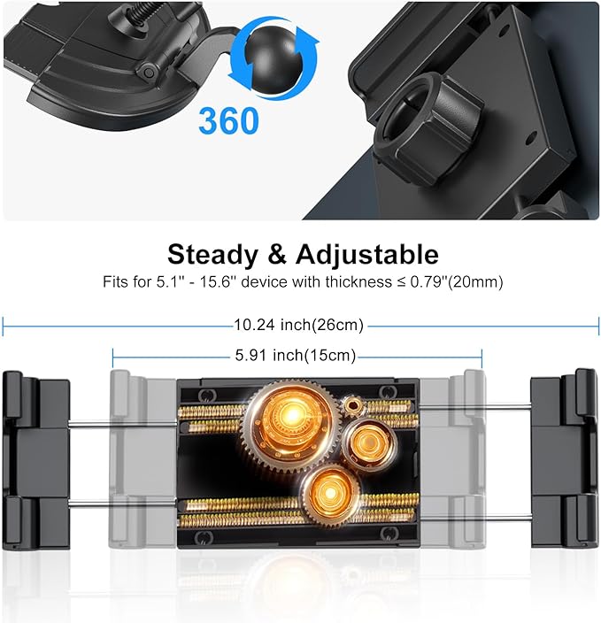 PLDHPRO CD Slot Tablet Car Mount for 5.1-15.6'' Devices, Universal iPad Holder for Car, Adjustable CD Player Phone Mount Compatible with iPhone, iPad, Galaxy Tab, Samsung Z fold, Navigation Gadget