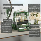 LINFIDITE Cosmetics Storage Box Transparent Lid Large Makeup Organizer Box Drawers Portable Handle Waterproof Dustproof Skinc