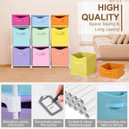 9 Cube Storage Organizer Shelf with Storage Bins and Label, 11 Inch Toy Cube Bins Clothes Closet Organizers Drawers Fabric Dr