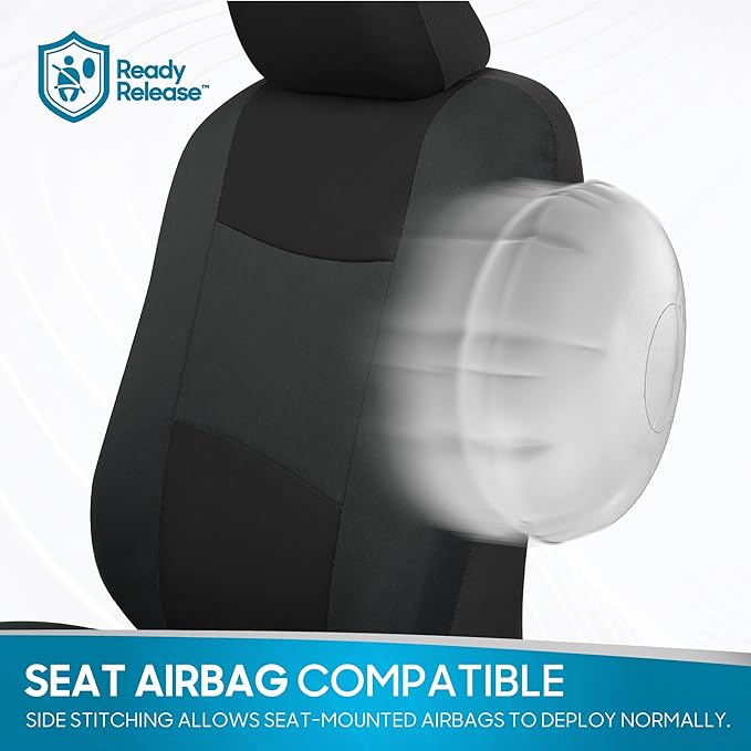 BDK PolyPro Car Seat Covers Full Set in Reverse Charcoal, Front and Rear Split Bench Seat Covers for Cars, Easy to Install Ca