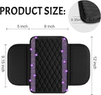 NBTEPEM Bling Car Center Console Cover, Leather Car Arm Rest Cover Cushion with 2 Storage Bags, Universal Auto Armrest Protector Storage Box, Bling Accessories Interior for Most Vehicles (Purple)