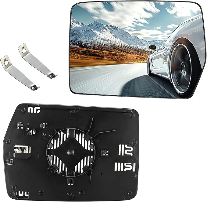 Driver Left Side Heated Mirror Glass 4L3Z-17K707-DB 4L3Z17K707DB Compatible With Ford F150 2004-2014, Driver Left Exterior Side Rearview Mirror Glass with Rear Holder & Backing Plate