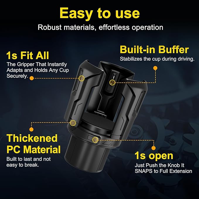Cup Holder Expander (Adjustable Holder & Base, Auto-Fit Hold, One Button Open), Car Cup Holder Expander for Yeti, Hydro Flask
