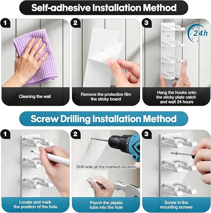Hat Organizer for Baseball Caps Wall, 2 Pack Hat Holder for Closet Door Hold up to 16 Hats,Hat Hook with Adhesive and 8 Screw