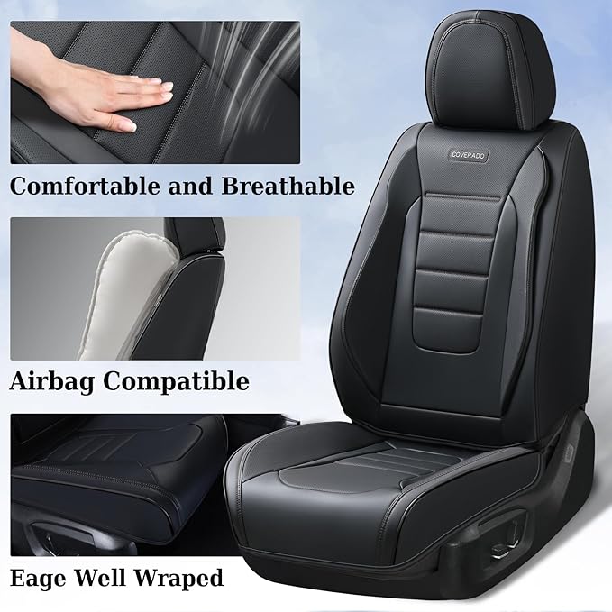 Coverado Seat Covers, Car Seat Covers Front Seats, Car Seat Protector Waterproof, Car Seat Cover, Car Seat Cushion Nappa Leat