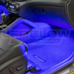 LEDGlow 4pc Blue LED Interior Footwell Underdash Neon Lighting Kit for Cars & Trucks - 7 Unique Patterns - Music Mode - 8 Brightness Levels - Auto Illumination - Includes Cigarette Power Adapter