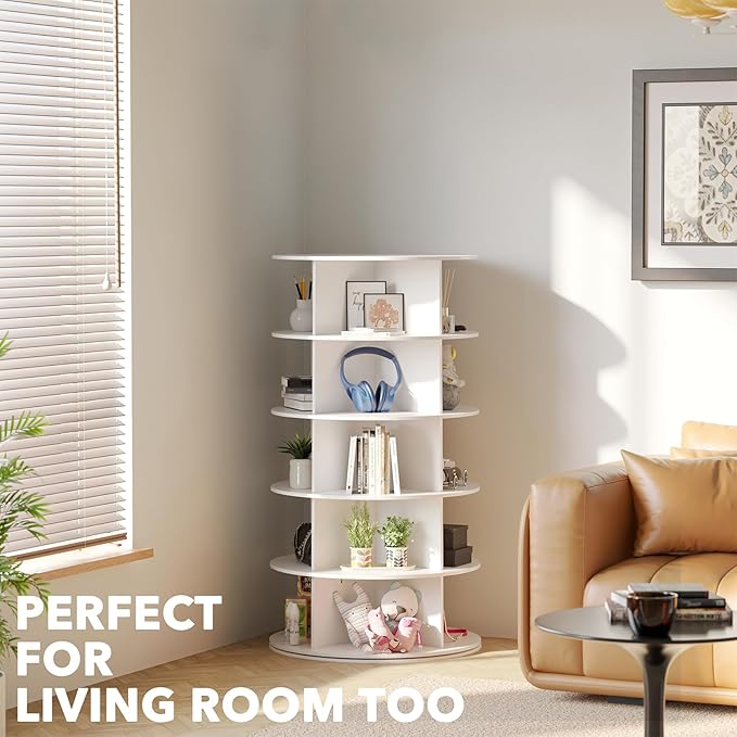 SpaceAid 5 Tier Rotating Shoe Rack Tower, Spinning Shoe Display Lazy Susan, Revolving 360 Shoe Rack Storage Round Carousel, V