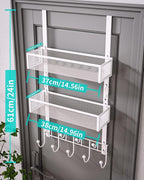 HapiRm Over The Door Organizer with Coat Hooks and 2 Baskets, Stainless Steel Rustproof Over The Door Hanger Hooks for Bathro