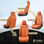 FLORICH Car Seat Covers Full Set Orange Seat Cover Front Seats and Back Leather Seat Covers for Cars Waterproof Car Seat Cush