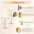 Display Stand Stainless Steel Jewelry Towers Bag Stand Tabletop Double Hook Hanging Jewelry Stands for Necklaces Organizer St