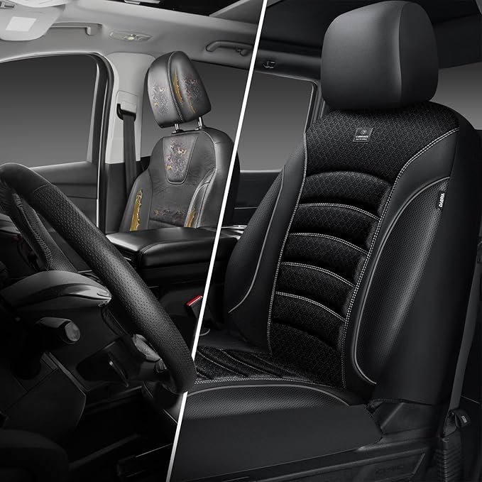 CAR PASS Comfortable 3D Foam Mesh Leather Car Seat Covers Full Sets, Air Cool Mesh Breathable Seat Covers for Car, Universal 