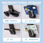 Sunglasses Holder for Car, One-Handed-Operation Leather Sunglasses Clip for Car Sun Visor, 2Pack Sturdy Eyeglasses Holder and Ticket Card Clip, Auto Interior Car Visor Accessories (Black)