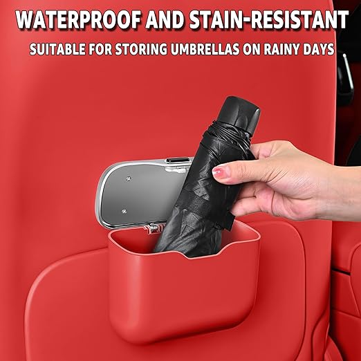 HOLDCY Car Trash Can, Waterproof Multi‑Functional Auto Trash Bin for Door/Console/Seat Back, Universal Vehicle Garbage Can for Car/Truck/SUV Drivers (Red)