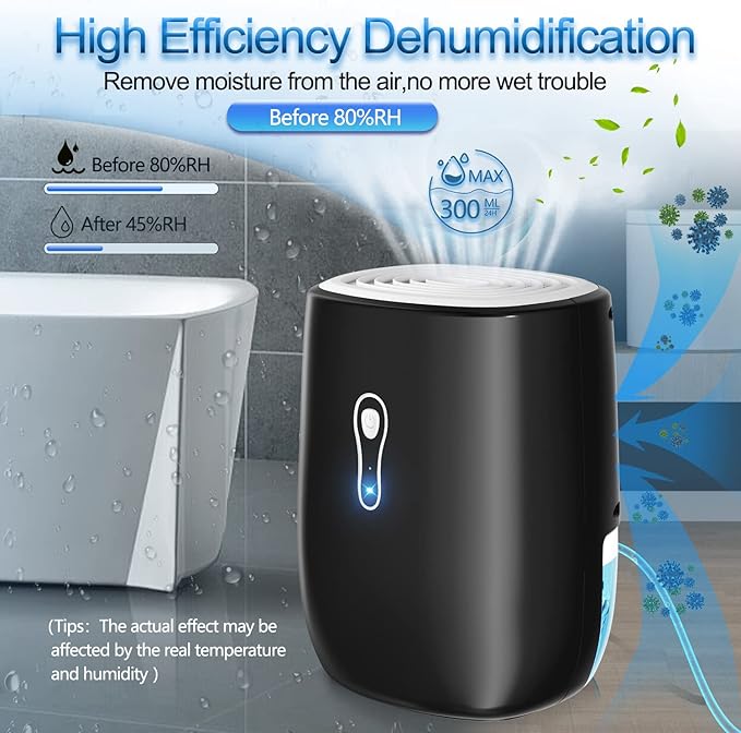 Dehumidifiers for Home 27oz(800ml) Small Auto Shut off Dehumidifiers with Drain Hose,Portable Ultra Quiet Mini Dehumidifier