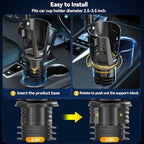 KDD Car Cup Holder Expander - 3 in 1 Cup Holder Adapter with Adjustable Base - Detachable Phone Holder & 360° Rotation Food T