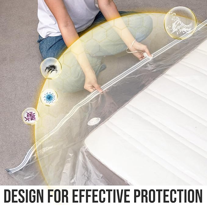 TAILI Mattress Vacuum Storage Bag, Twin/Twin-XL Foam Mattress Vacuum Bag with 4 Straps, Sealable Bag for Memory Foam, Latex, 