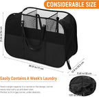 Collapsible Laundry Baskets with 3 Compartment, 150L Tear-proof Pop Up Hamper, Foldable Laundry Basket with Tote Handles, Dir