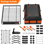 FIVKLEMNZ Car Rooftop Cargo Carrier Roof Bag Waterproof for All Top of Vehicle with/Without Rack Includes Topper Anti-Slip Mat + Reinforced Straps + 6 Door Hooks + Luggage Lock